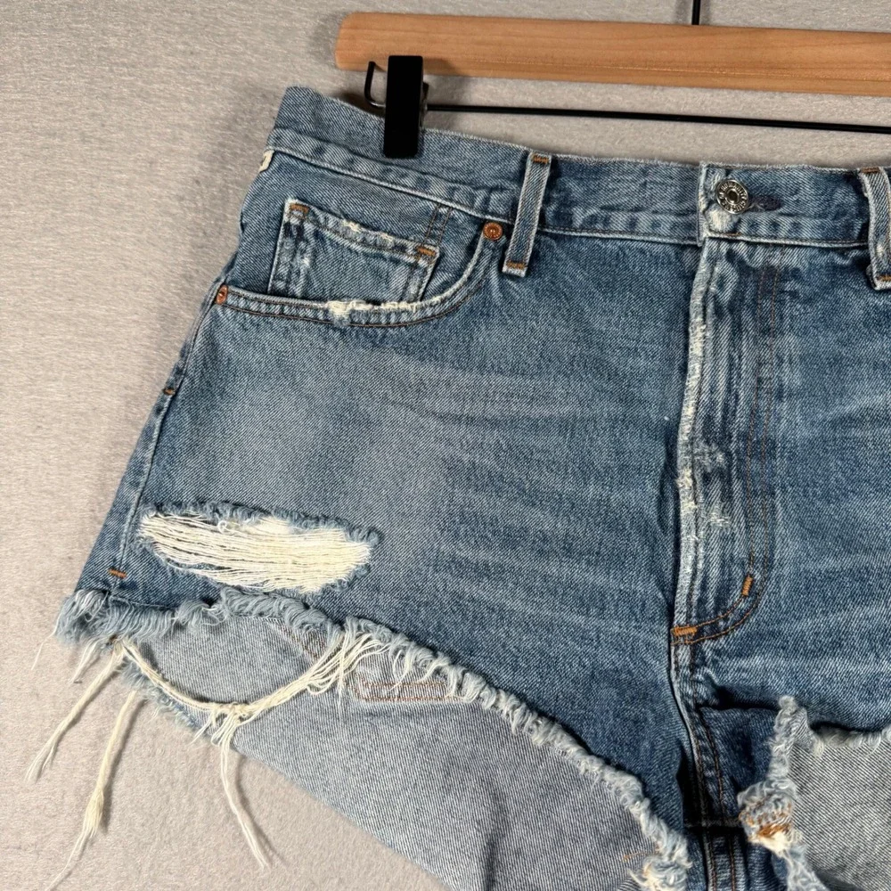 Citizens of Humanity Danielle Cut-Off Shorts Blue Distressed Denim 990D-837 32 - Picture 3 of 16